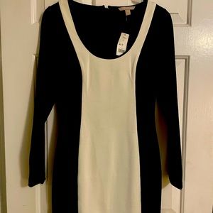Black and white Banana Republic long sleeve dress